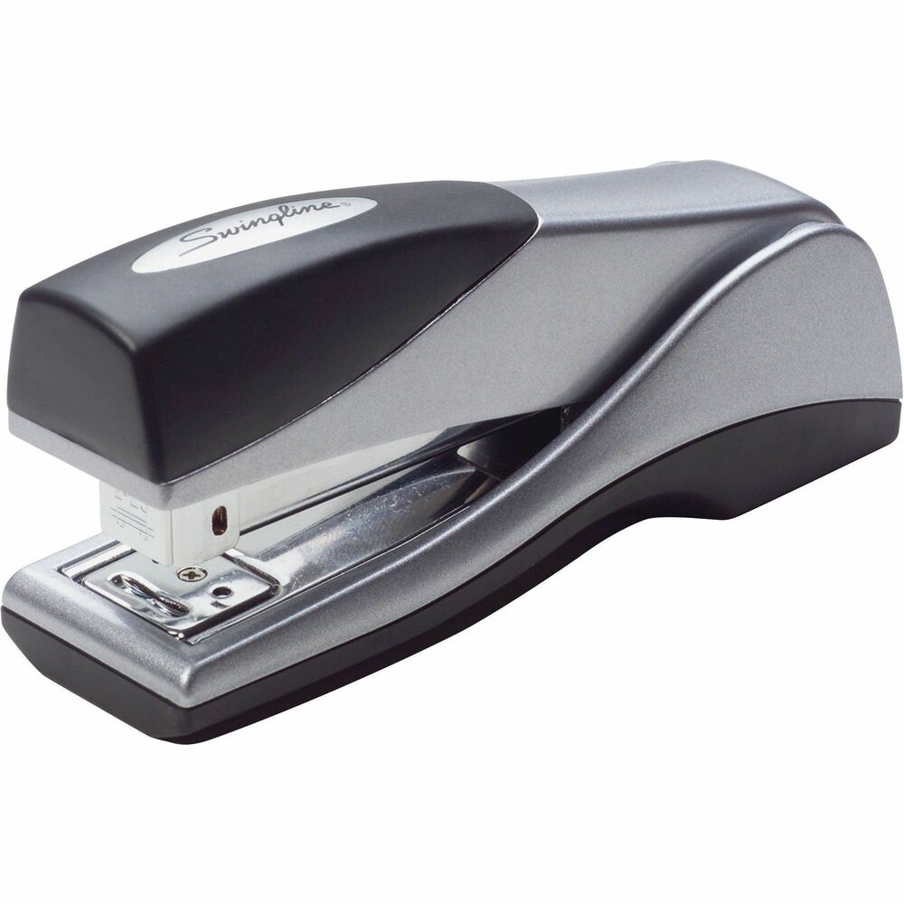 SWI87816 - Compact stapler is ergonomically designed for handheld performance. It stands vertically or sits horizontally. It loads half strip of 105 staples. Breakthrough design delivers jam-free performance. Fasten 2 to 25 sheets of 20 lb. paper with Swingline Speed-point Premium Staples (sold separately). Durable metal construction delivers maximum durability.