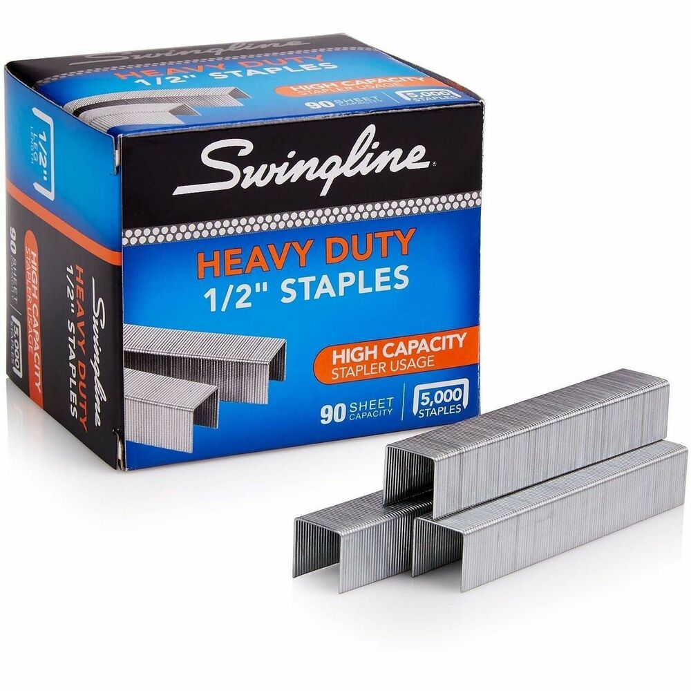 SWI79392 - Heavy-duty staples are stronger and sharper to punch through larger stacks of paper and deliver a secure fasten. Use heavy-duty staples in heavy-duty staplers. Sharp chisel point delivers better piercing ability and less jamming. Crown width is 1/2". Leg length is 1/2". Each strip of SF39 Heavy-duty Staples includes 100 staples.