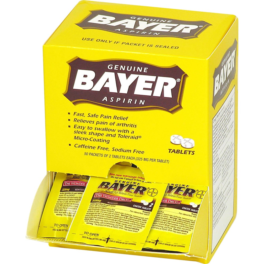 Bayer Aspirin Single Dose Packets - For Pain - 50 / Box