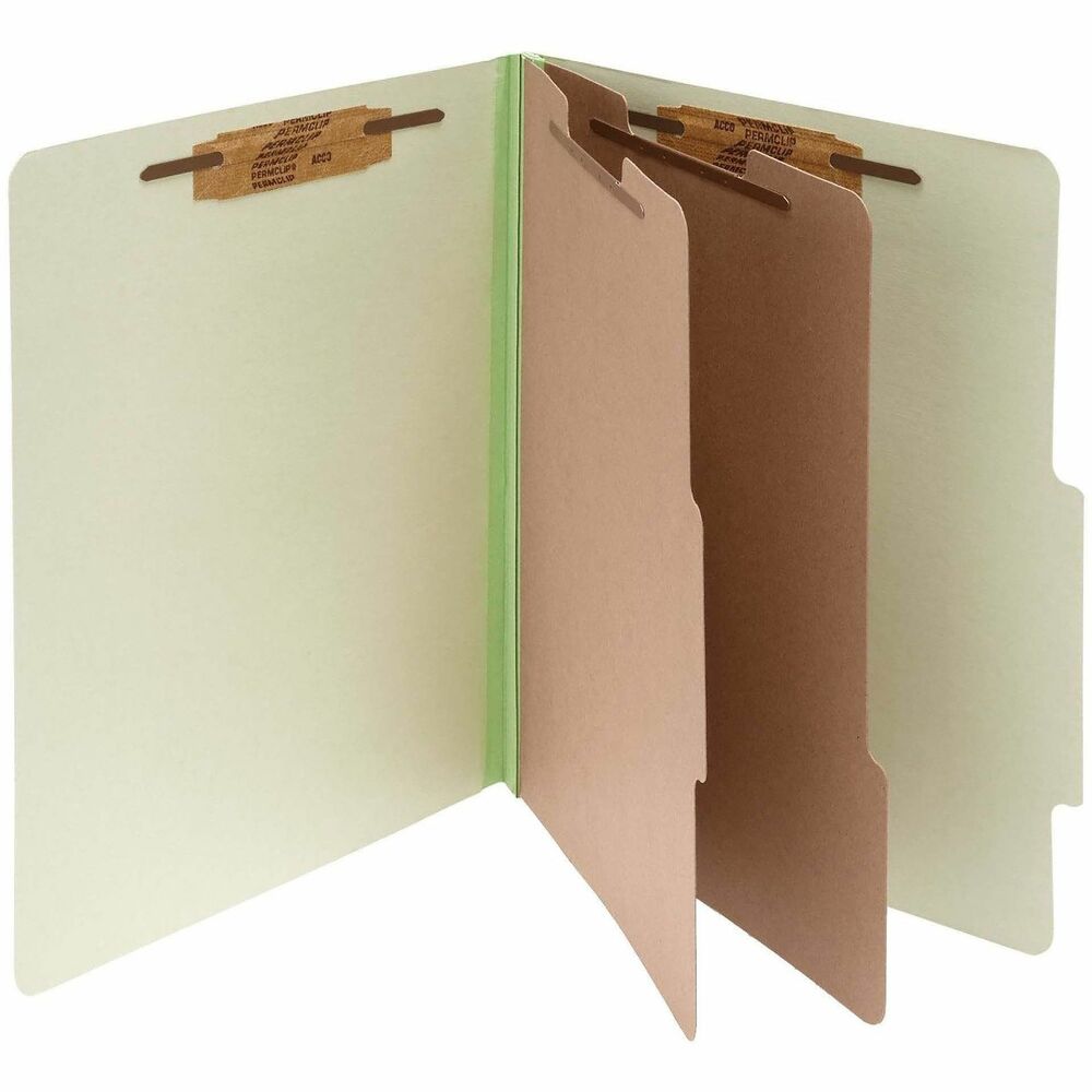 ACC15046 - Classification folders offer better functionality than most binders and pocket folders when you need to keep your letter-size business files organized. This document folder functions as the perfect file organizer, complete with tabs on the cover and dividers for easy titling. Tyvek-reinforced expandable file gussets provide maximum durability. 1" size fasteners match the number of folder parts. Folder offers six parts and expands to 3".
