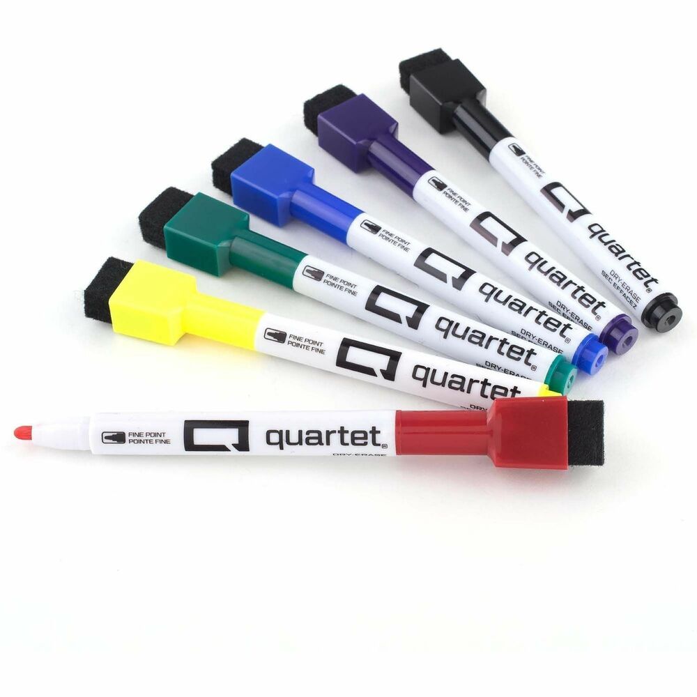 QRT51659312Q - ReWritables Dry-Erase Markers each feature a magnet on the cap so the markers adhere to any metal surface for easy access. Quick corrections are easy with the cap-mounted eraser. Intensely colored, nontoxic ink erases easily, and the wide variety of colors allows you to choose an ink color to target an audience or to color-code information. Store low-odor markers in the convenient clear vinyl storage pouch. Fine tip is best for detailed writing on dry-erase calendars or small boards. Colors include black, red, blue, green, purple and yellow. More from the Manufacturer