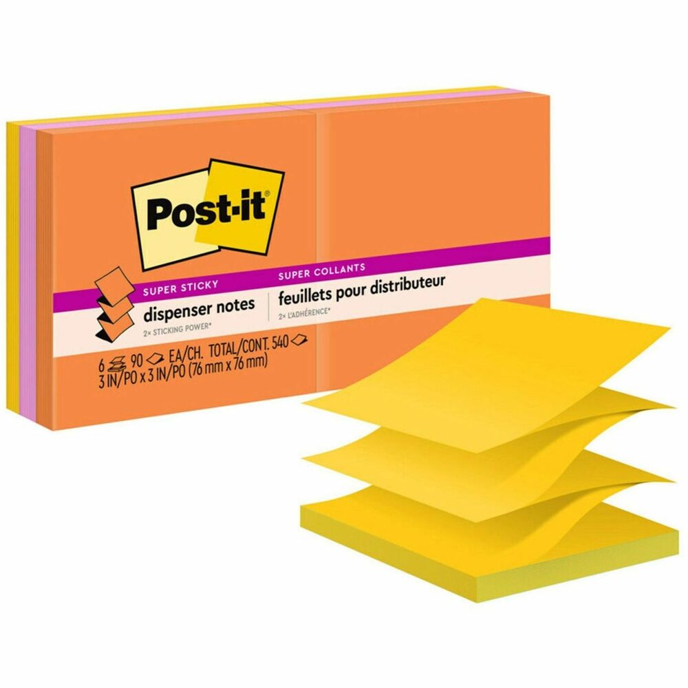 MMMR3306SSUC - Post-it Super Sticky Pop-up Note refills stick practically anywhere with revolutionary adhesive technology. Put your notes where they'll get noticed - like monitors, doors and walls. Pop-up feature offers the convenience of grabbing just one note, with just one hand. The accordion-style notes pop up one at a time from a specially designed pop-up dispenser (sold separately), keeping the notes at your fingertips. Repositionable adhesive won't mark paper and other surfaces. Notes are part of the Jewel Pop Collection. The paper in Post-it Notes is sourced from certified, renewable and responsibly managed forests. Each pad includes 90 sheets. More from the Manufacturer