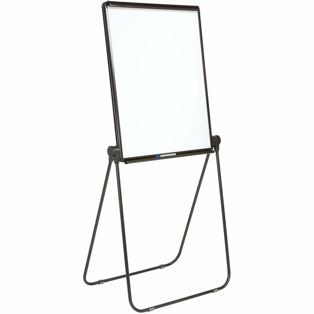QRT101EL - Versatile, sturdy easel is ideal for floor or tabletop use. Height and angle easily adjust from 39" to 70" for viewing, presenting and preparing flip charts. Adjustable angle of board can be positioned as a drafting table. The included, spring-loaded, flip chart holder accepts a standard easel pad (one side only) for paper notes. Melamine, dry-erase surface (27" wide x 34" high) features an aluminum frame and provides reusable convenience. Lightweight easel also has steel legs. More from the Manufacturer