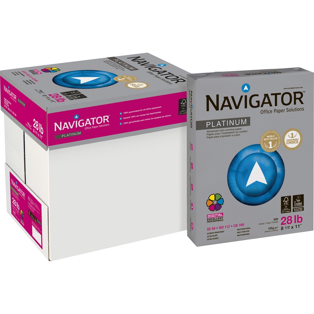 SNANPL1128 - Navigator Platinum Digital is ideal for everyday printing in all office equipment. Specially engineered to deliver high-quality printing results, this paper combines ultra brightness with a unique thickness. Use with all color or black/white office equipment. Advanced color printing benefits surpass by far the standard digital paper. Extra-smooth paper offers a superior look and feel and a full-weight range for high-quality document printing. It is excellent for duplex printing and intensive color usage without show through.