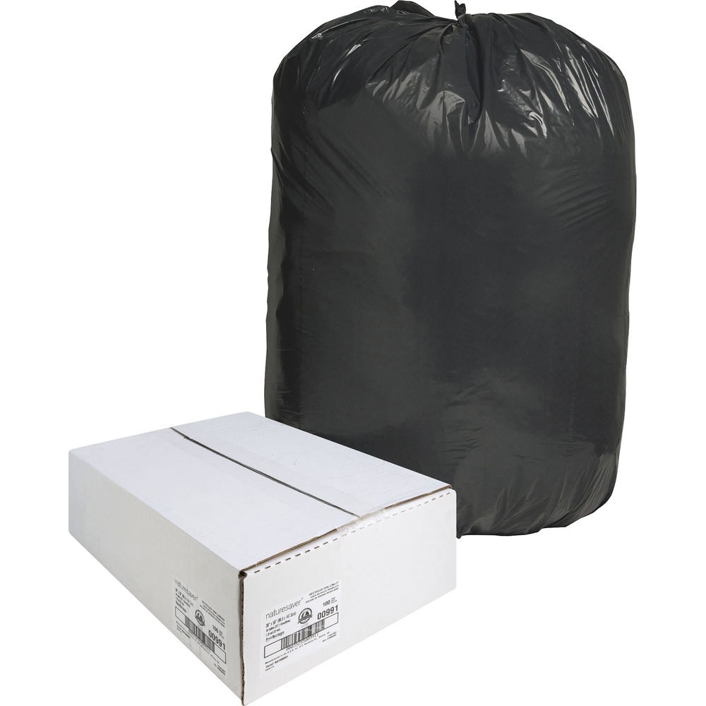 NAT00991 - Rugged, low-density bags are made with a high percentage of recycled material. The premium blend of recycled plastics makes them puncture-resistant and ideal for all trash applications. Star-bottom seal is designed for a more even distribution of contents. Bags come in a convenient coreless roll for easy dispensing anywhere. The black color hides unsightly trash.