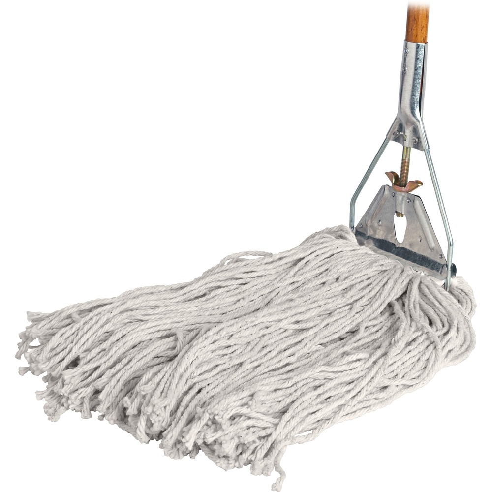 GJO54201 - Cotton Wet Mop is ideal for light or heavy jobs. Lightweight 15/16" x 60" natural wood handle will not rust. Mop includes a 24 oz. mophead made from absorbent, natural four-ply cotton yarn for damp mopping and scrubbing efficiency. Refillable mophead is made with a high percentage of recycled material.