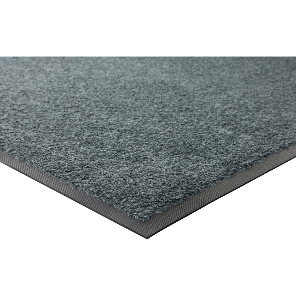 GJO58354 - Part of the Genuine Joe Platinum Series, this indoor mat is ideal for indoor, high-traffic areas. Mat is made with bold, lustrous nylon carpet, reinforced border edges (double rubber) and extremely durable nitrile rubber backing. Maintenance-free mat traps solid and liquid waste and debris. Special backing ensures stability on smooth and textured surfaces. Unique "picture frame" all-rubber back allows the mat to lie flat at edges. Use indoor mat for both hard surfaces and carpeted floors. The mat is preshrunk during the production process so it does not wrinkle or become wavy. The base sheet is 54 mil thick.
