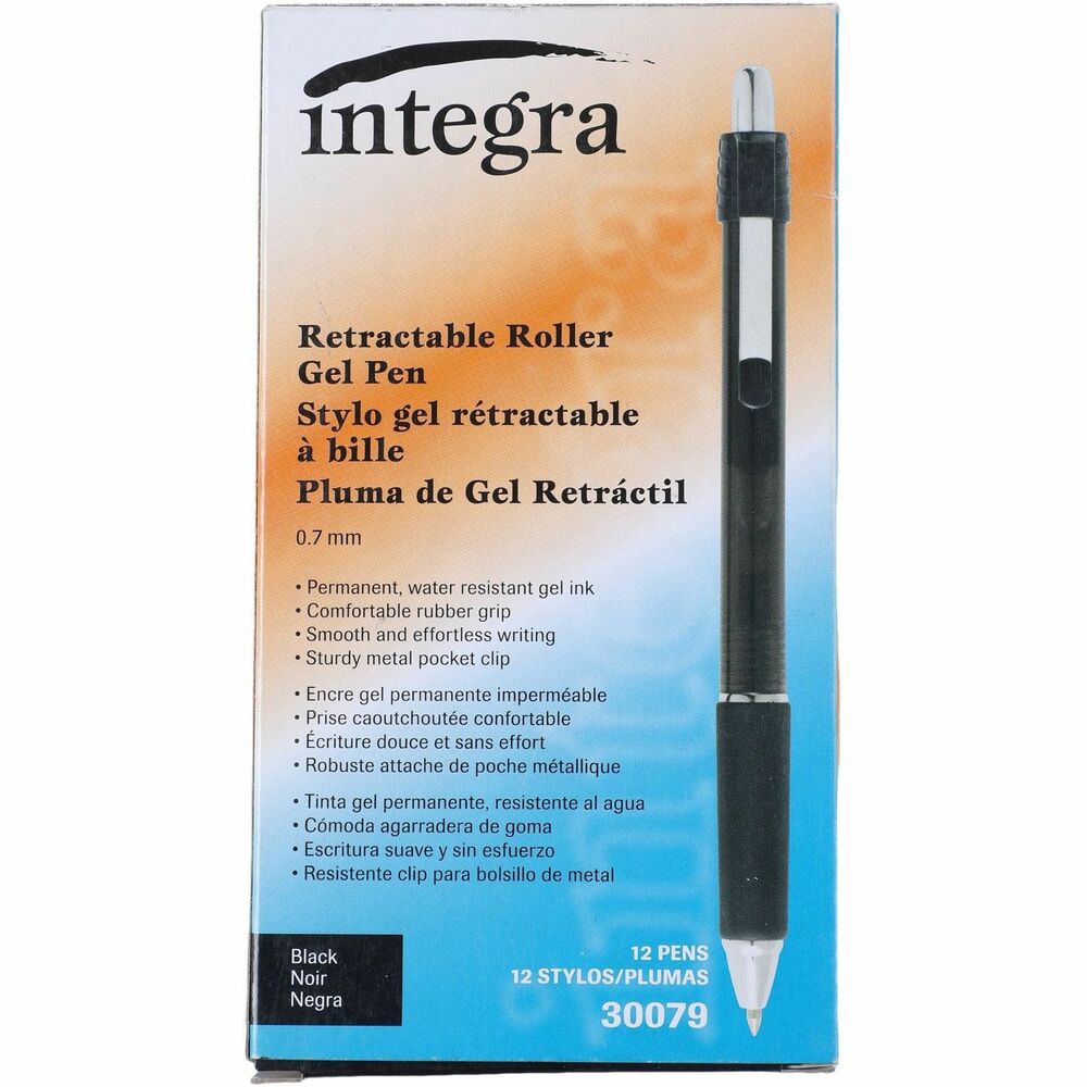 ITA30079 - Retractable roller gel pen delivers permanent, water-resistant ink. Barrel features a comfortable rubber grip and sturdy, metal pocket clip. Roller gel is nonrefillable.