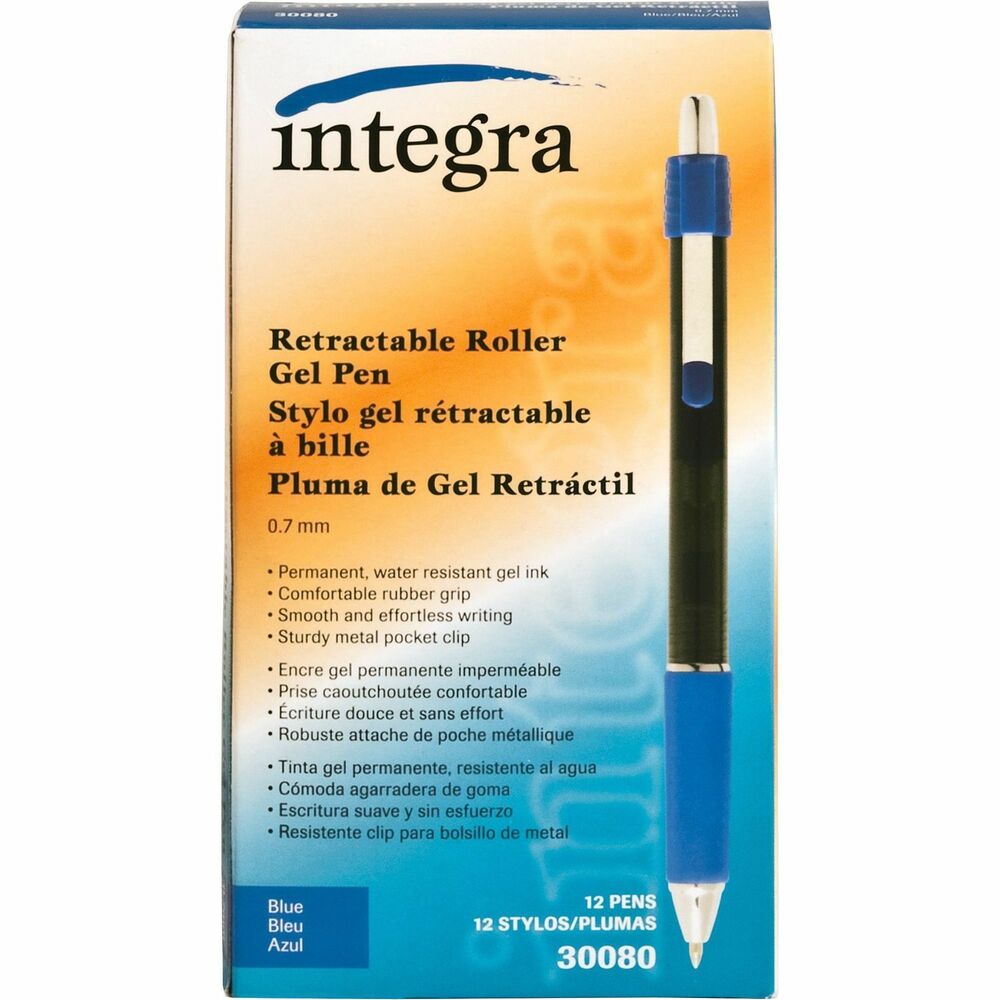 ITA30080 - Retractable roller gel pen delivers permanent, water-resistant ink. Barrel features a comfortable rubber grip and sturdy, metal pocket clip. Roller gel is nonrefillable.