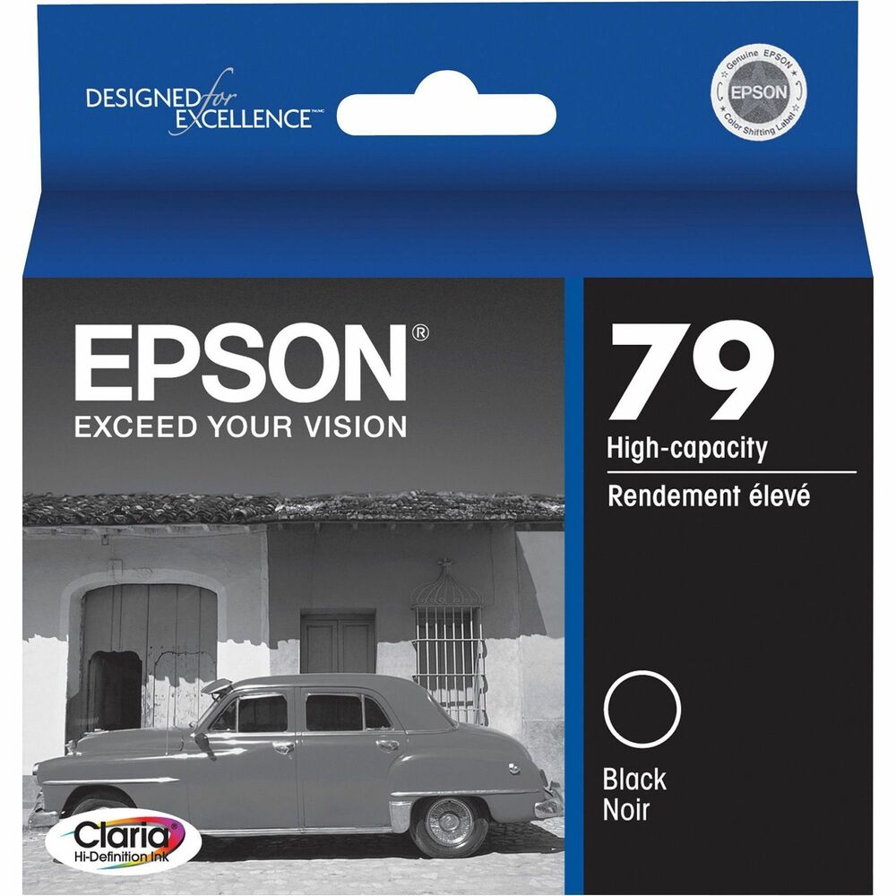 EPST079120 - Ink cartridge is designed for use with Epson Stylus Photo 1400 and Artisan 1430. Claria Hi-Definition Inks provide true-to-life colors for printing your best shots. Cartridge delivers durable photos that are smudge-resistant, scratch-resistant, water-resistant and fade-resistant. Quick-drying Claria inks make handling photos worry-free. Patented SmartValve Cartridge technology has MicroPiezo Ink Level Sensors for reliable printing. Cartridge yields approximately 470 pages.