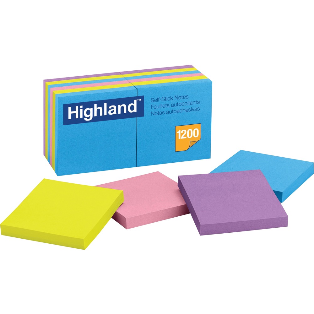 MMM6549B - Highland self-stick notes are repositionable and removable. Great for reminders and lists. Each pad includes 100 sheets.