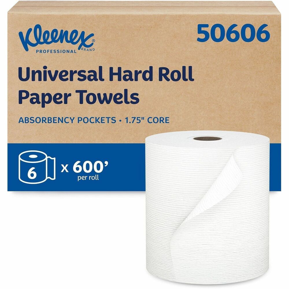 KCC50606 - With a reliable balance of efficiency, performance and value, these Hard Roll Paper Towels, like other absorbent, single-use drying towels, help to greatly reduce the likelihood of spreading germs. Forced-air dryers and hot air dryers can take two or even three times as long to use as a paper towel. Germ counts are significantly lower following the use of a touch-free paper towel dispenser (like the compatible, Kimberly-Clark Professional Hard Roll Paper Towel Dispenser) - as much as a 200 percent decrease when compared with using either jet or hot air dryers. Rather than blowing germs into the air during use, you can neatly throw away paper towels. Now more gentle on the skin and with improved softness, these paper towel rolls offer excellent hand-drying performance so your guests will waste less. Absorbency Pockets absorb lots of water fast for superior hand-drying. With a 1.5" core size, rolls offer a universal fit with hard roll towel dispensers. More from the Manufacturer