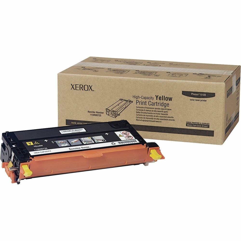 XER113R00725 - Print cartridge is designed for use with Xerox Phaser 6180 Series. Toner is specially formulated and tested to provide the best image quality and most reliable printing you can count on page after page. Xerox Genuine Supplies and Xerox equipment are made for each other. Each cartridge yields approximately 6,000 pages at 5 percent coverage.