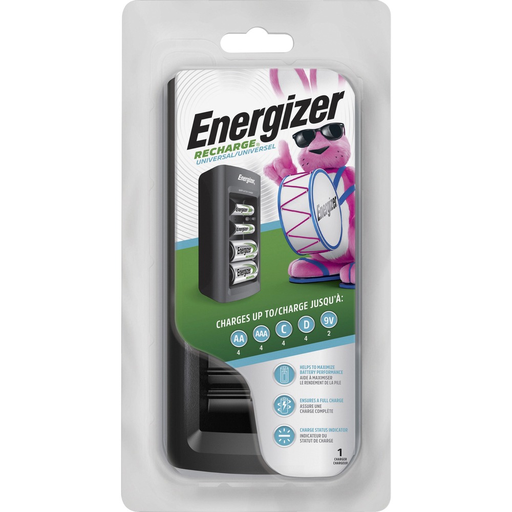 EVECHFC - Family charger charges all NiMH and NiCad cell sizes: AA, AAA, C, D and 9V batteries. Charges batteries in about three to seven hours. Charger automatically shuts off when batteries are done. Trickle charge keeps batteries at full capacity. Charge LED status indicators tell you if batteries are charging or ready. Charger includes built-in safety timer to prevent overcharge, bad battery detection, short circuit/reverse polarity protection and delta V charging cut off. Power is only on when lid is closed. Energy Star qualified. More from the Manufacturer