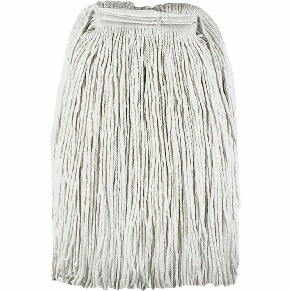 GJO48259 - Mop refill is designed for use with a Saddle or Jaws type handle because of its narrow 1" headband. Natural blend combines moisture-hungry rayon and cotton fibers with the abrasion-resistance and strength of polyester fibers. The polyester fibers add durability and fight bacteria. Mop refill absorbs six times its weight with no break-in period and is made with a percentage of recycled material.