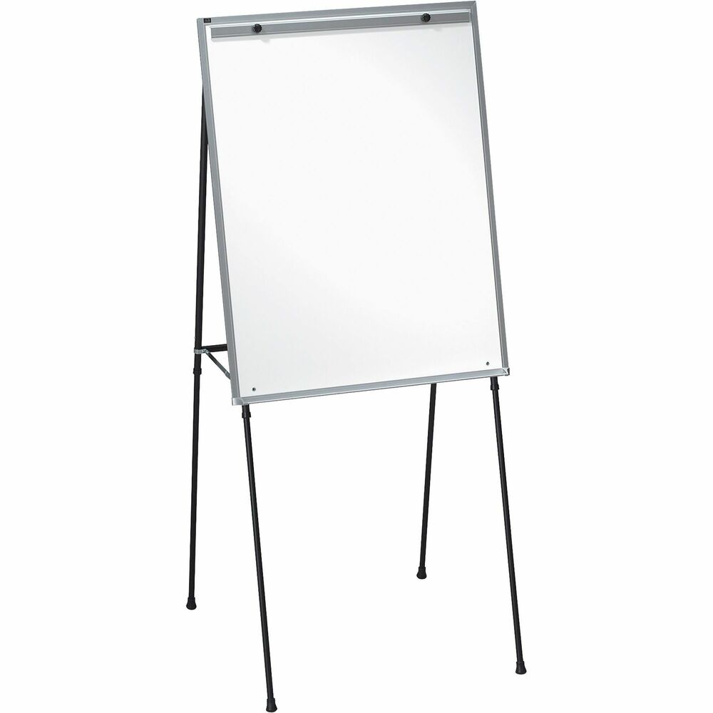 LLR75684 - Magnetic Dry-erase Board Easel features dry-erase writing surface with an accessory tray. The adjustable height allows it to be used on a tabletop or as a floor-standing easel. Height adjusts from 40" to 70". Twist lock holds adjustable tubular legs in place. The 28" x 34" erasable surface offers a versatile way to present. Write, erase and write again. You can also post notes with magnets on the writing surface. Dry-erase board easel also offers anti-skid rubber feet for stability.