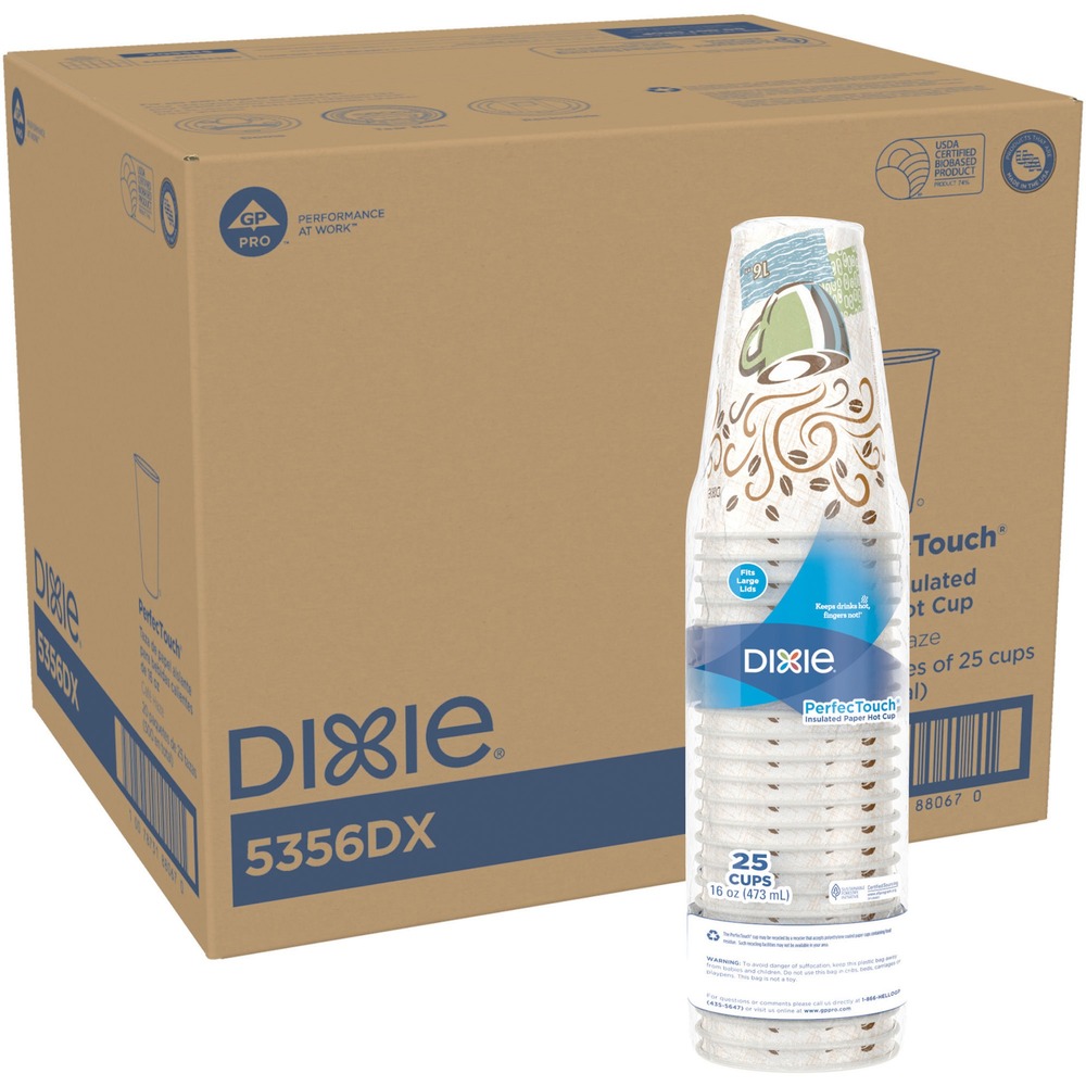 DXE5356DXCT - PerfecTouch Hot Cups insulate and protect as well as double-cupping. No need to rely on double-cupping paper hot cups to avoid burning fingers. Patented process provides excellent insulation and sturdy grip with comfortable, nonslip feel. Hot cups contain no polystyrene foam. Lids are sold separately.