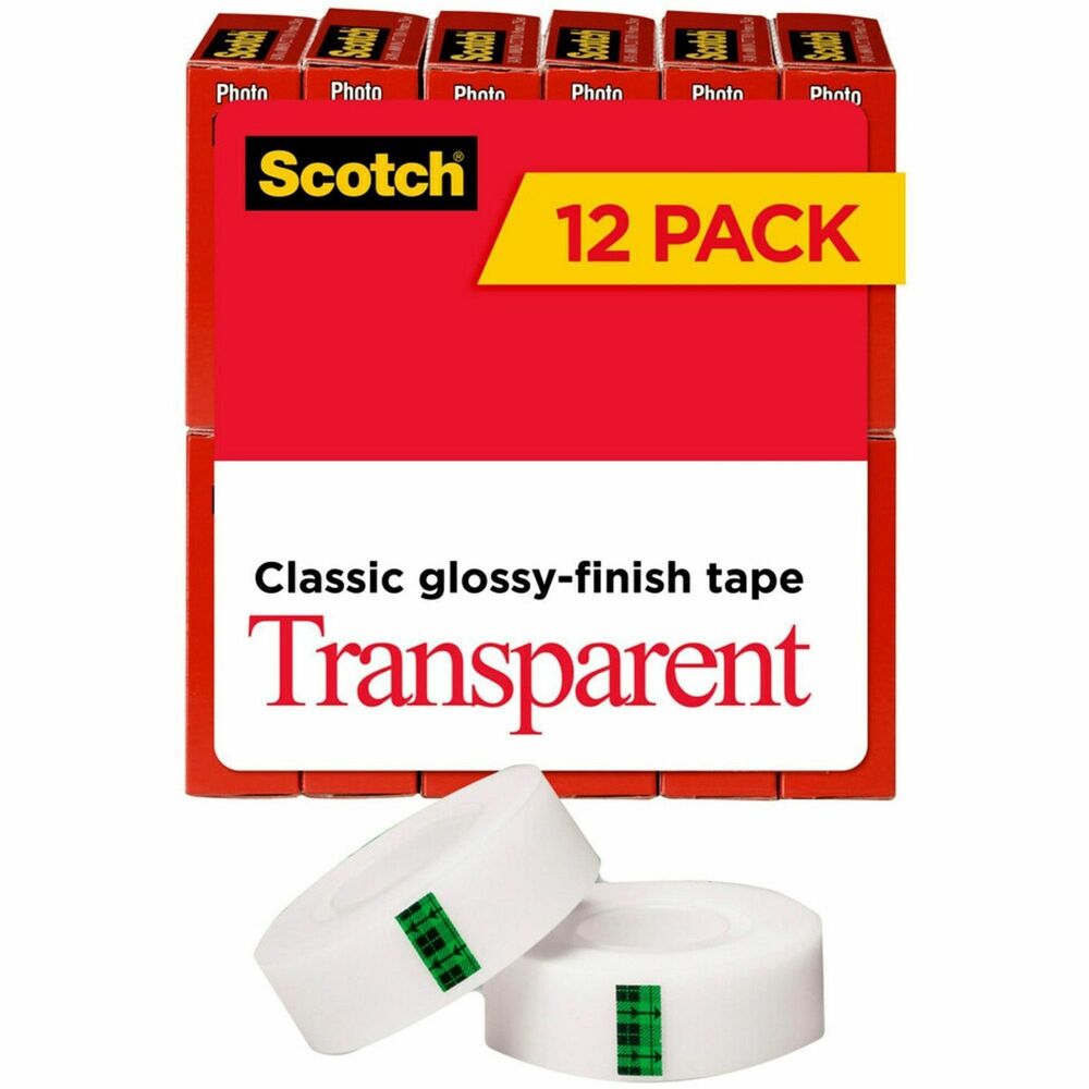 MMM600K12 - Scotch Transparent Office Tape is a glossy tape that is crystal-clear for a professional appearance. Instant adhesion delivers excellent holding power for your most critical taping tasks. Clear when applied, it doesn't yellow with aging. Tape pulls off the roll smoothly and cuts easily. It is ideal for multipurpose sealing, label protection, general-purpose wrapping and mending. Tape is also photo-safe (determined in accordance with ISO Standard 18916). More from the Manufacturer