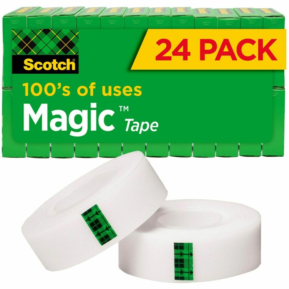 MMM810K24 - Scotch Magic Tape is the original matte finish, invisible tape. It disappears on most papers so it's easy to scan and read documents. This versatile tape is ideal for permanent paper mending and many other uses. It pulls off the roll smoothly, cuts easily and resists splitting and tearing. It will not dry out or yellow. Write on it with pen, pencil or marker. Tape is also photo-safe (determined in accordance with ISO Standard 18916). More from the Manufacturer