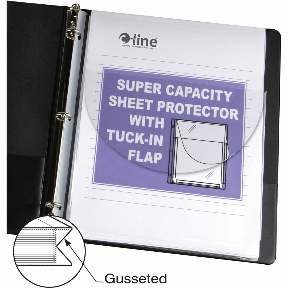 CLI61027 - Sheet protectors feature a tuck-in flap to keep documents safe. Hole-punched design fits easily inside binders without having to hole-punch your important documents. Gusseted pocket expands to hold papers, catalogs, booklets and more. Sheet protectors are made of durable, heavy-duty vinyl. Each sheet protector holds up to 200 sheets.