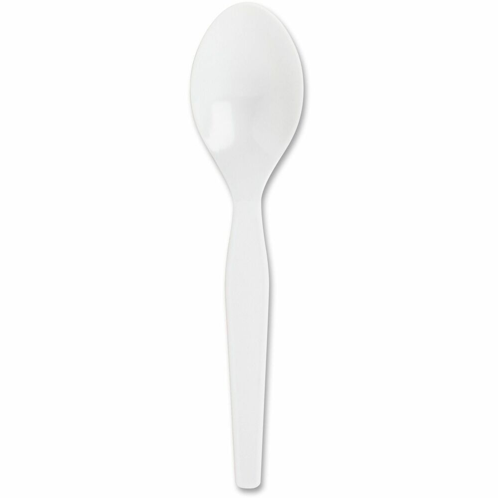 GJO10432 - Heavyweight spoons are rigid and flexible. Disposable design is perfect for breakrooms or events. Spoons are made of white polystyrene.