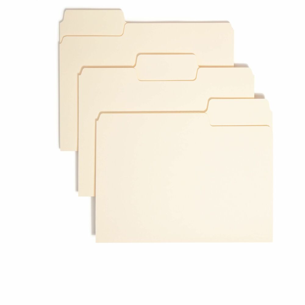 SMD10301 - SuperTab folders are designed with 90 percent larger label area than standard folders for improved labeling. Labels are easier to see using larger text or more lines of text. Economical single-ply tabs fit any vertical or lateral filing system. Folders feature 11 point stock, extra-wide 1/3-cut tabs in assorted positions and 7/8" high tabs. Folders are scored for 3/4" expansion. More from the Manufacturer