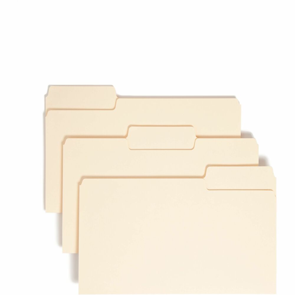 SMD15301 - SuperTab folders are designed with 90 percent larger label area than standard folders for improved labeling. Labels are easier to see using larger text or more lines of text. Economical single-ply tabs fit any vertical or lateral filing system. Folders feature 11 point stock, extra-wide 1/3-cut tabs in assorted positions and 7/8" high tabs. Folders are scored for 3/4" expansion. More from the Manufacturer