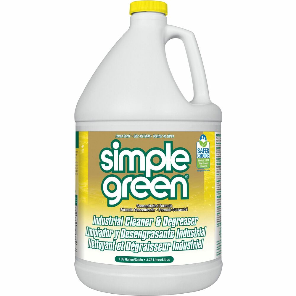 SMP14010 - Powerful, all-purpose cleaner/degreaser provides a safer alternative to toxic cleaners, bleaches and solvents. The trusted formula is nontoxic, nonabrasive and noncorrosive. Safe for all washable surfaces, Industrial Cleaner and Degreaser with a lemon scent can be used to remove heavy dirt, grease, food residue and stains from any washable surface including countertops, sinks, tile, carpet, flooring, upholstery and more. It easily cuts through tough grease, oils, cutting fluids, built-up grime and residue on equipment, engines, machinery, vehicles and manufactured parts, making it ideal for a wide range of industries including janitorial, manufacturing, MRO, food-processing, mining, automotive, transportation and engineering.