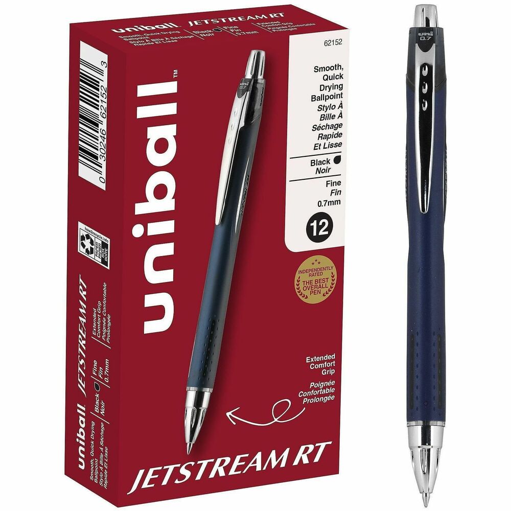 UBC62152 - Enjoy your daily writing experience with JETSTREAM RT Retractable Ballpoint Pens from uniball featuring a 0.7mm fine point. Rated the best pen for everyday writing, these pens contain unique hybrid ink that delivers the smoothness and vibrant color of a gel pen with the quick-drying properties of a traditional ballpoint. Fine ballpoint JETSTREAM RT pens dry as quickly as you write, which prevents smudging and smearing to produce neat-looking documents. uni Super Ink technology settles ink particles deep into the paper for protection against water, fading and fraud. The 0.7mm pens with contemporary stainless steel accents give your writing outstanding clarity while the embossed grip helps maintain precision and control. The fine point delivers precise lines, suitable for all of your writing and creative projects from taking notes to drawing and illustrating.