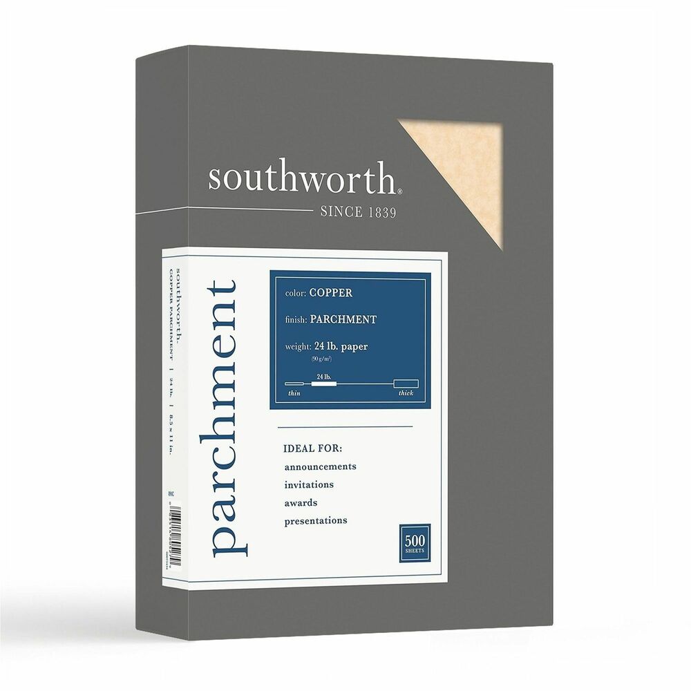 SOU894C - Parchment finish paper brings an old-world look and feel to awards, certificates, invitations, calligraphy, menus and more. Ideal for framed or publicly displayed documents. Acid-free, lignin-free paper will not yellow with age. 24 lb. parchment paper is compatible with laser printers, inkjet printers and copiers.
