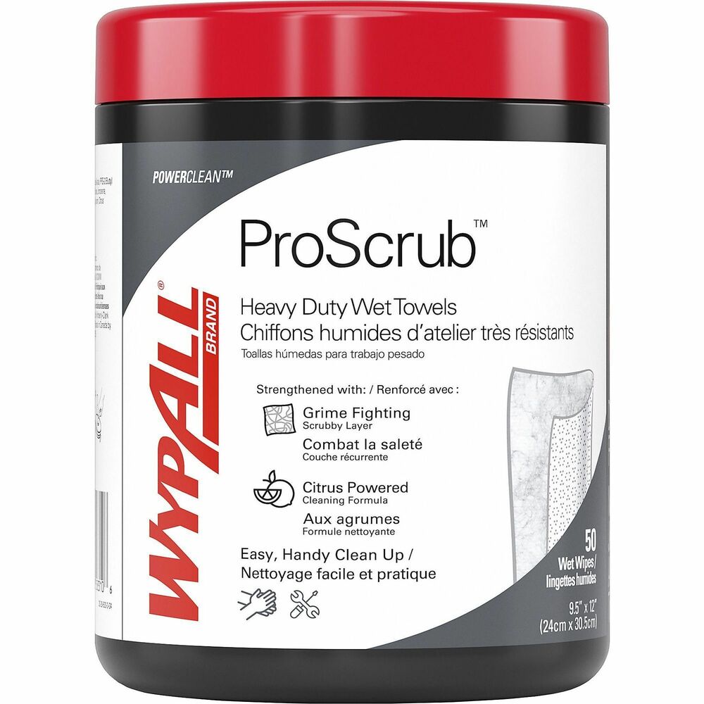 KCC58310 - Don't settle for anything less than the pros' scrub ProScrub. No matter how dirty the job, you can rely on WypAll PowerClean ProScrub Heavy Duty Wet Towels to rapidly clean hands, tools and worksurfaces. Abrasive side quickly lifts up sticky, heavy grime with ease. Smooth side ensures nothing is left behind. Powerful, citrus cleaning formula quickly gets your hands and tools ready for the next challenge in industries such as metals/mining, oil/gas, electric, plumbing, construction or auto repair. Wet towels are eligible for recycling when used in nonhazardous applications as classified by federal, state and local regulations via Wipes Recycling through RightCycle by Kimberly-Clark Professional, a manufacturer-led wipes recycling program. Wet towels are a trusted tool to help you get the job done right. More from the Manufacturer
