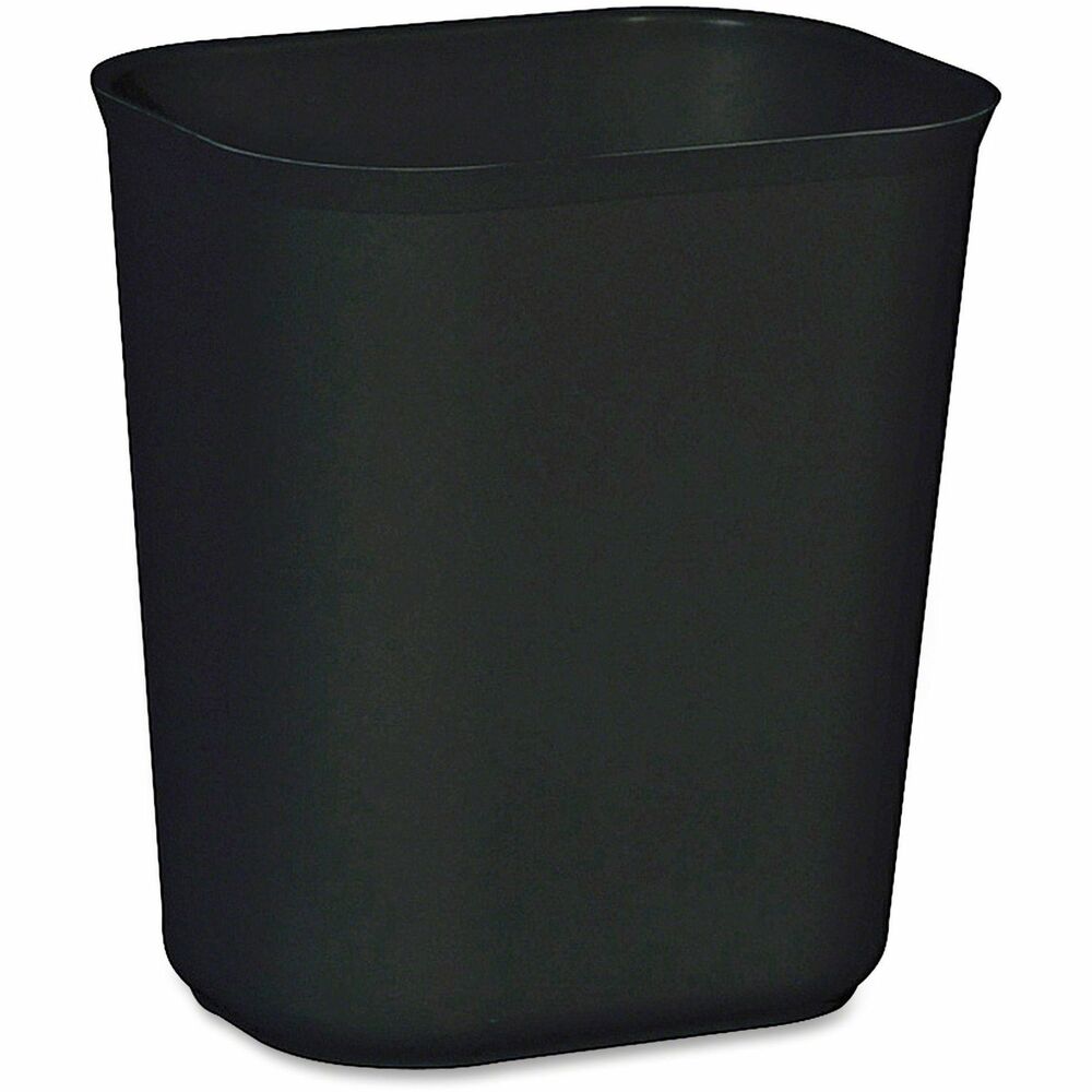 RCP254100BK - Fire-resistant wastebasket can contain burning paper without the wastebasket melting or contributing fuel to the container's contents. Textured finish helps minimize appearance of surface scratches. Long-lasting fiberglass resists chips and dents. It won't rust. This 14-quart wastebasket offers a contemporary shape and UL rating and is ideal for industrial or hospital use.