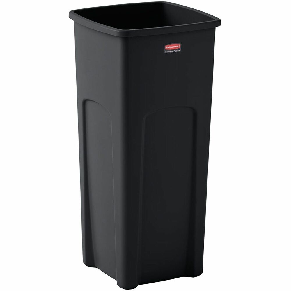 RCP356988BK - Perfect for hotel lobbies, offices, restrooms, shopping malls, restaurants and other public locations, this waste container offers a sleek design for a professional image. Patent-pending can liner cinch allows easy bag retention and eliminates knot tying. Rugged plastic construction is durable and crack-resistant, even under tough indoor/outdoor conditions. Optional self-closing lid (sold separately) enhances appearance and contains odors.