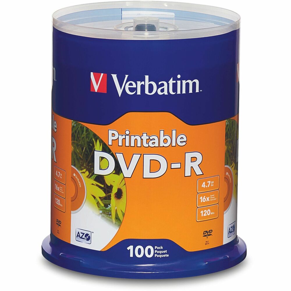 VER95153 - Create high quality, customized labels for your DVD media with Verbatim White Inkjet Printable DVD-Recordable discs. These discs have been extensively tested for compatibility with inkjet disc printers from Primera, Microboards, Epson and more. Offering 4.7GB or 120 minutes of DVD-quality storage capacity, these are one-time record discs, ensuring that your movies, video clips or other data will not be erased. White Inkjet Printable DVD media is available in DVD+R and DVD-R formats. Today, most DVD writers and readers use these discs interchangeably, with no noticeable performance differences. With older units, check your manufacturer's suggested DVD format to ensure compatibility. More from the Manufacturer