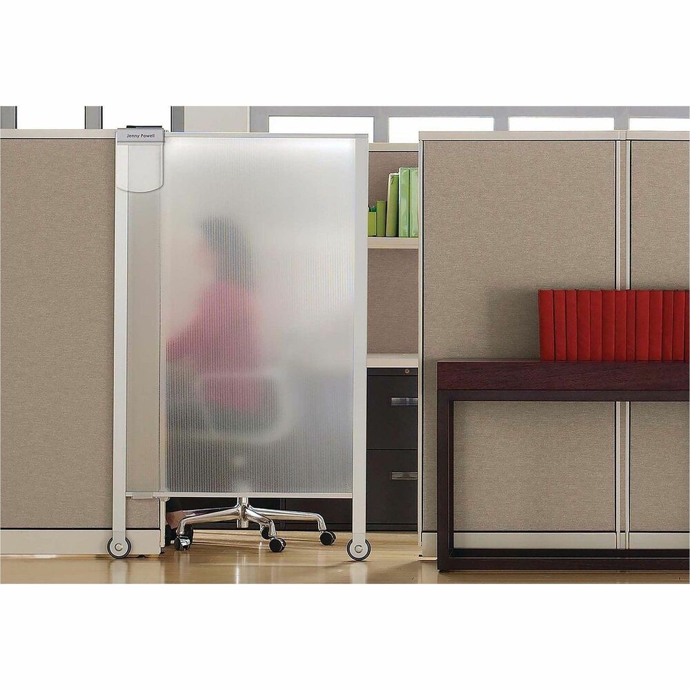 QRTWPS2000 - Easy gliding door-like privacy screen mounts to outside of any cubicle panel system. High quality, clear plastic provides glass appearance. Privacy screen has two wheels at the base of the H-frame design. Install on 1-1/4" to 3-1/4" thick panels that stand at least 65" tall. Use included height extenders for panel height over 68". Privacy screen includes nameplate to identify cubicle user and dry-erase board with a marker. More from the Manufacturer