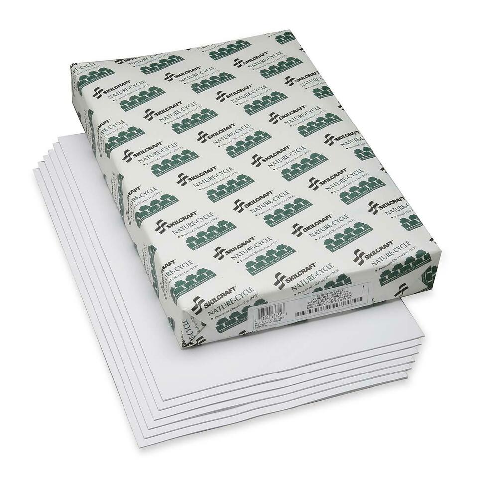 NSN5399833 - This dual-purpose copier paper is made using 50 percent post-consumer recycled material and is processed chlorine-free (PCF) so no harmful chlorine is released into the environment. It meets Executive Orders 13514 and 13423, the requirements of JCP0-70 and Air Force regulation AF 164-117, paragraph 2.10.4. 20 lb. paper is acid-free for archival quality.