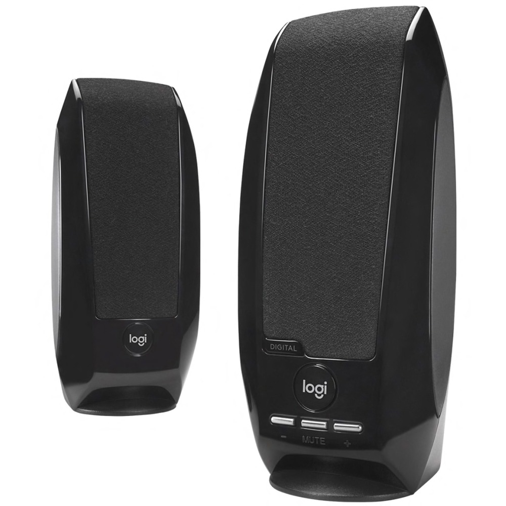 LOG980000028 - Digital speaker system offers a 2.0 USB connection for power and advanced digital-quality audio. System requires no other cables. A single, 4' USB cable supplies both audio and power. Compact size delivers high-quality audio without using much space. Satellite-base design offers greater stability on your desktop. Built-in controls allow you to easily adjust volume and include a digital-power indicator. Speakers offer a 90 Hz-20 kHz frequency response and 2" dynamic drivers. Speaker system includes two speakers with integrated cables.