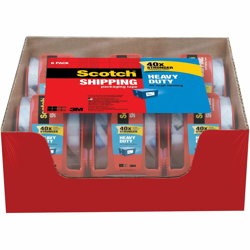 MMM1426 - Use Scotch's strongest packaging tape so even the heaviest packages can withstand rough handing. This tape offers 20 times the strength of acrylic tapes (in sheer holding adhesion power compared to acrylic tapes based on ASTM D3654) so you can seal your boxes with confidence. It seals seams with one strip and keeps boxes closed. Tape meets U.S. Postal Regulations for standard packages. Each tape roll comes on a convenient, refillable dispenser in a smaller size that is easy to store. More from the Manufacturer