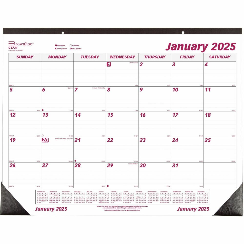 Brownline Professional Monthly Desk/Wall Calendar Julian Dates