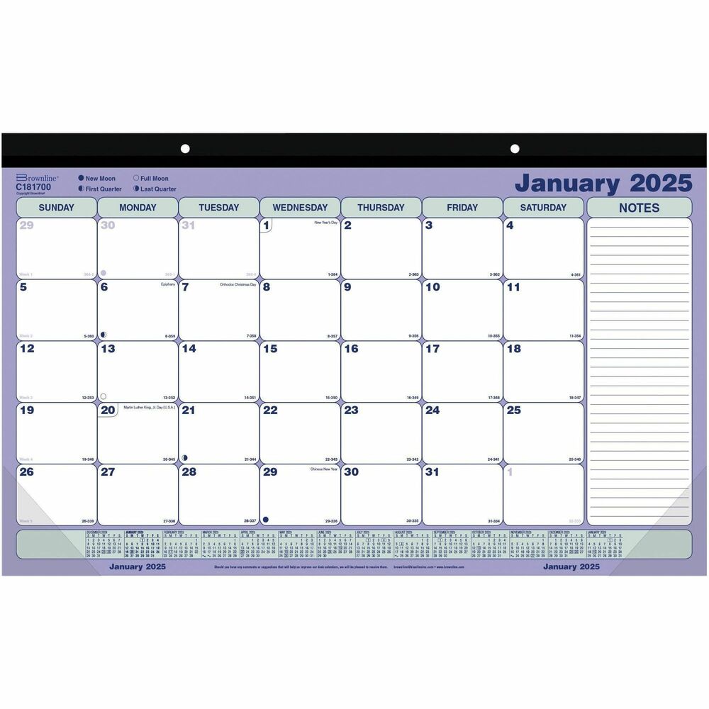 Blueline Monthly Desk Pad/Wall Calendar 173/4" x 107/8" , English