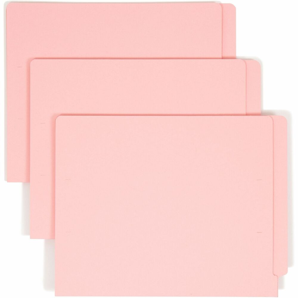 SMD25610 - Colored end-tab folders feature the Shelf-Master Reinforced Tab. Straight-cut tab is 1/2" wide and reinforced for frequent use. Use colors to indicate various types of files, such as different types of insurance policies or to identify special patients at a clinic. Folders are scored for 3/4" expansion and made of 11 point colored stock.