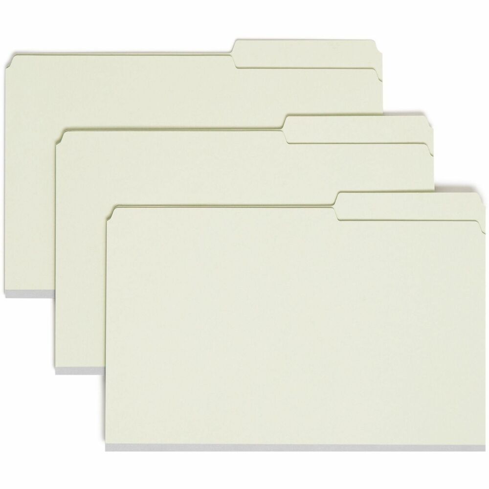 SMD19920 - Protect your documents and fingers with patent-pending, SafeShield Coated Fastener Technology - the ultimate solution to fastener issues, including paper tears, finger cuts and excessive fastener crinkling. File folders are made for large, bulky files that get plenty of use. They are excellent for project files, real estate transactions, loans, legal files or any time you need to keep large amounts of paperwork in sequential order for frequent reference. 1/2" high tabs are in 2/5-right-of-center positions. Legal-size folders offer 2" prong, K-style fasteners. Sturdy, 25 point gray/green pressboard stock is made with a high percentage of recycled material. More from the Manufacturer