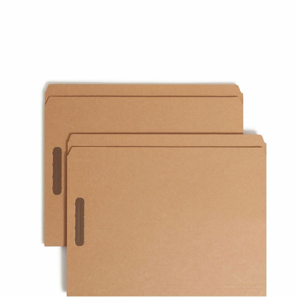 SMD14813 - Keep papers secure and in order with these Kraft Fastener folders. Two, 2K-style fasteners subdivide your letter-size documents. Reinforced, straight-cut tabs provide extra durability at the point of greatest wear and plenty of labeling space. Folders are made of 11 point Kraft stock and perfect for drawer filing.