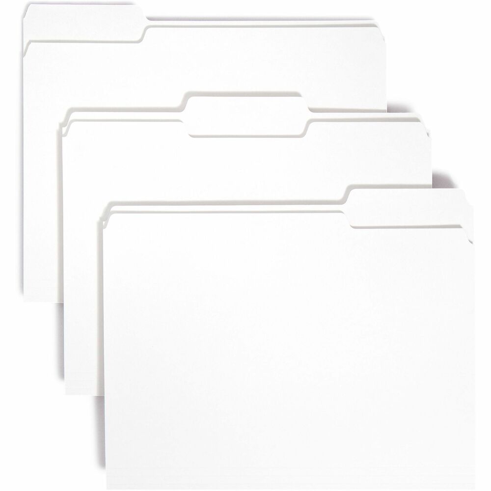 SMD12843 - Speed filing and retrieval time by using color to categorize different types of folders. Single-ply is the economical choice for files that are seldom accessed. File folders are made of 11 point stock. They also feature undercut front panel and rounded top corners. 1/3-cut tabs are 1/2" high. Folders are scored for 3/4" expansion.