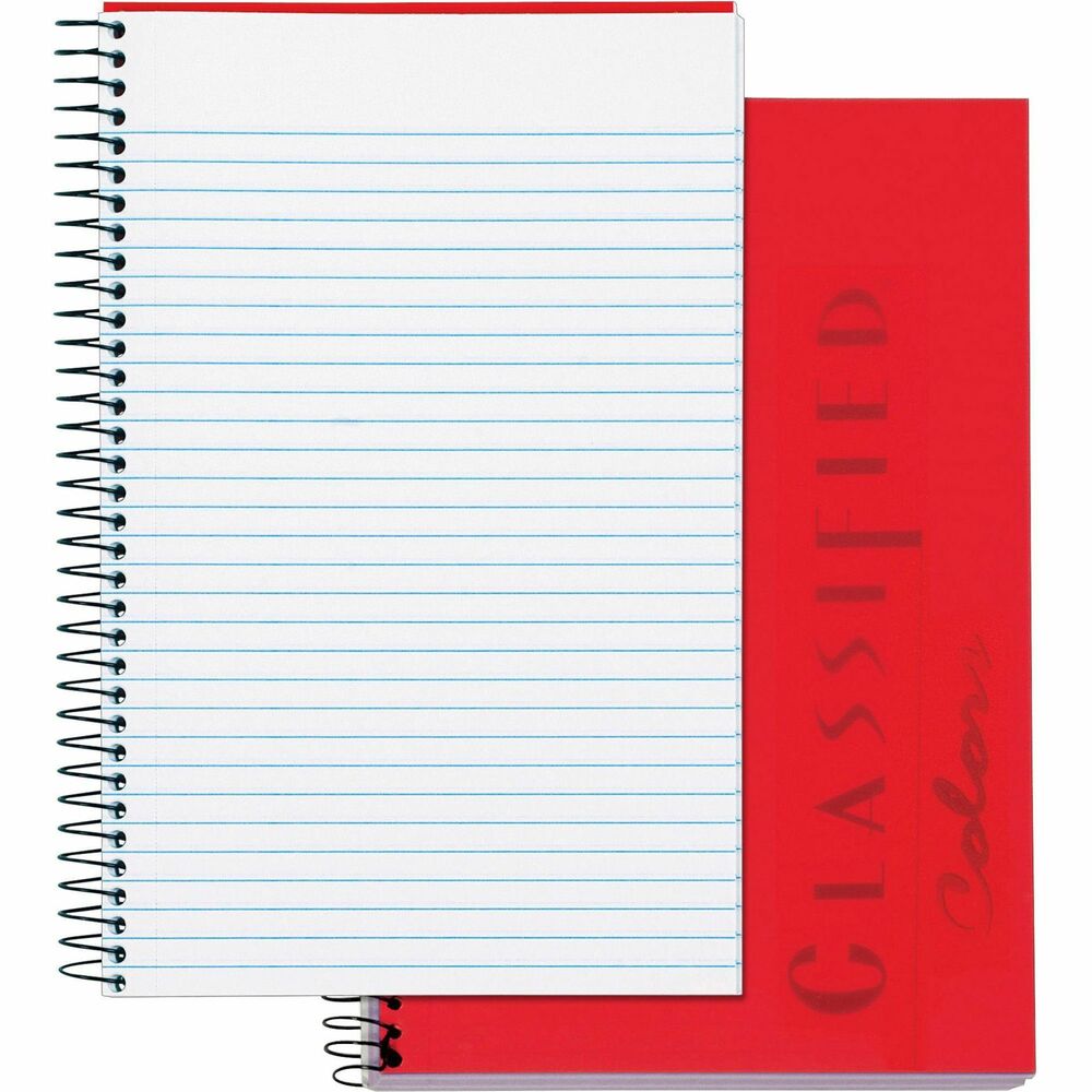 TOP73505 - Classified business notebook features a plastic cover with a fashionable color for durability and protection. Coil-lock wire binding prevents scratched desktops or snagged clothing. Handy size is ideal for briefcase of quick meetings. Letr-Trim perforations are designed for clean and easy sheet removal. Bound on the left side, this business notebook contains 100 sheets of heavyweight 20 lb. paper.