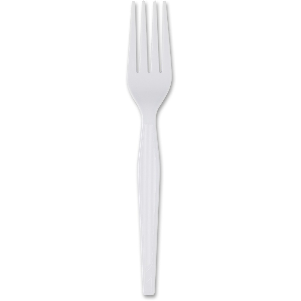 DXEFH217 - Full-size, dinner-length cutlery is made of strong, shatter-resistant, durable polystyrene. Plastic forks are ideal for office parties, luncheons and breakroom use. Heavyweight construction offers a balance of rigidity and flexibility.