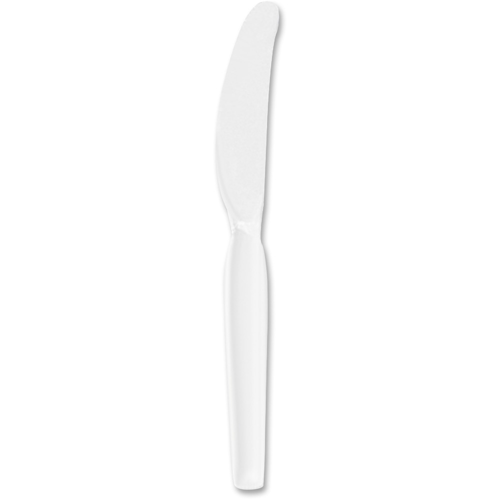 DXEKH217 - Full-size, dinner-length cutlery is made of strong, shatter-resistant, durable polystyrene. Utensils are ideal for heavy, tough-to-cut food, such as steak and chicken. Plastic knives are ideal for office parties, luncheons and breakroom use. Heavyweight construction offers a balance of rigidity and flexibility.