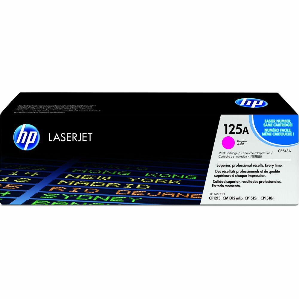 HEWCB543A - Toner cartridge is designed for use with HP Color LaserJet CP1215, CM1312 MFP, CM1312nfi MFP, CP1515n and CP1518ni. ColorSphere toner delivers print-shop quality; vibrant, eye-catching color; sharp text; and realistic photo quality. The text and details are sharper. The broader range of perceived colors are even more intense. Cartridge yields approximately 1,400 pages. More from the Manufacturer