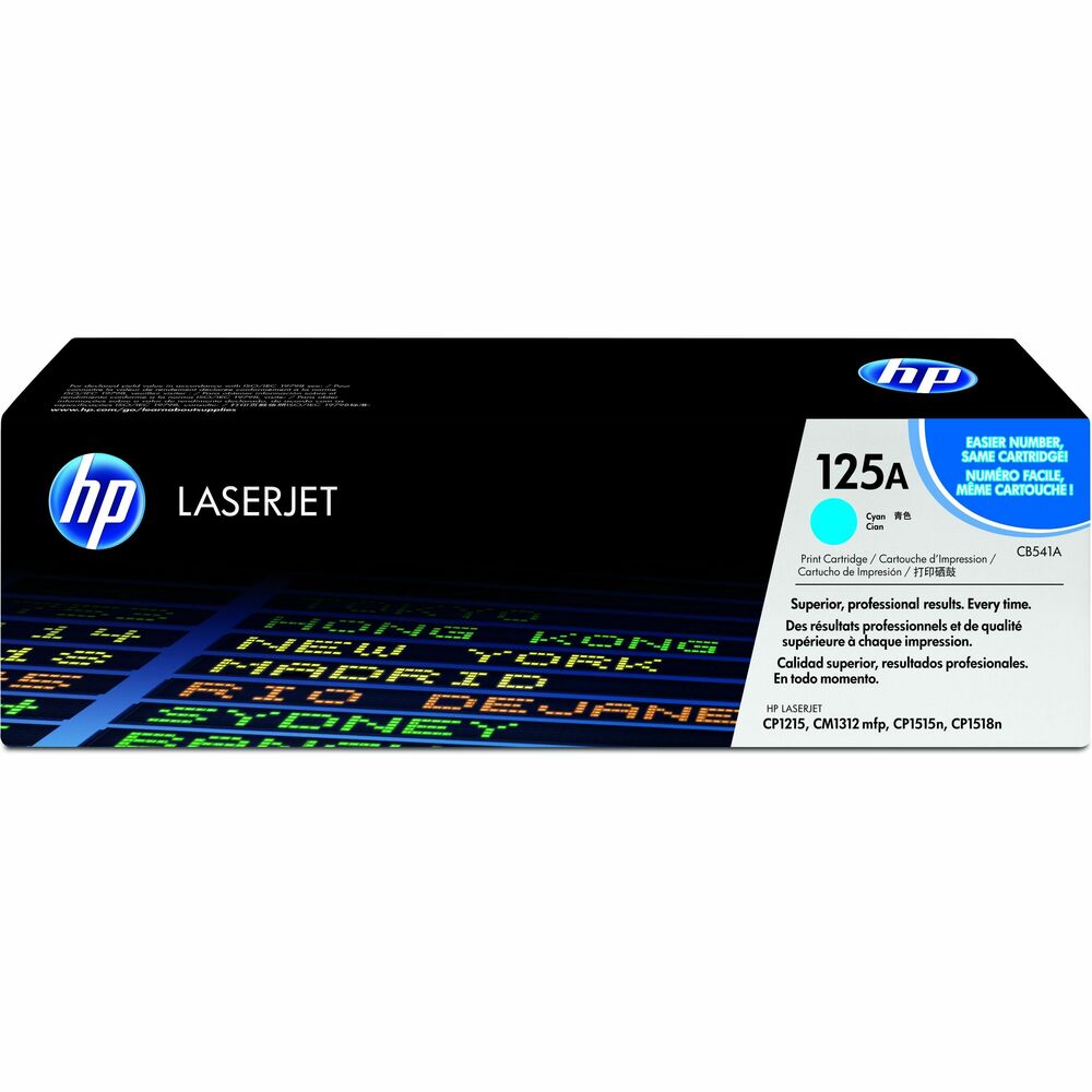 HEWCB541A - Toner cartridge is designed for use with HP Color LaserJet CP1215, CM1312 MFP, CM1312nfi MFP, CP1515n and CP1518ni. ColorSphere toner delivers print-shop quality; vibrant, eye-catching color; sharp text; and realistic photo quality. The text and details are sharper. The broader range of perceived colors are even more intense. Cartridge yields approximately 1,400 pages. More from the Manufacturer