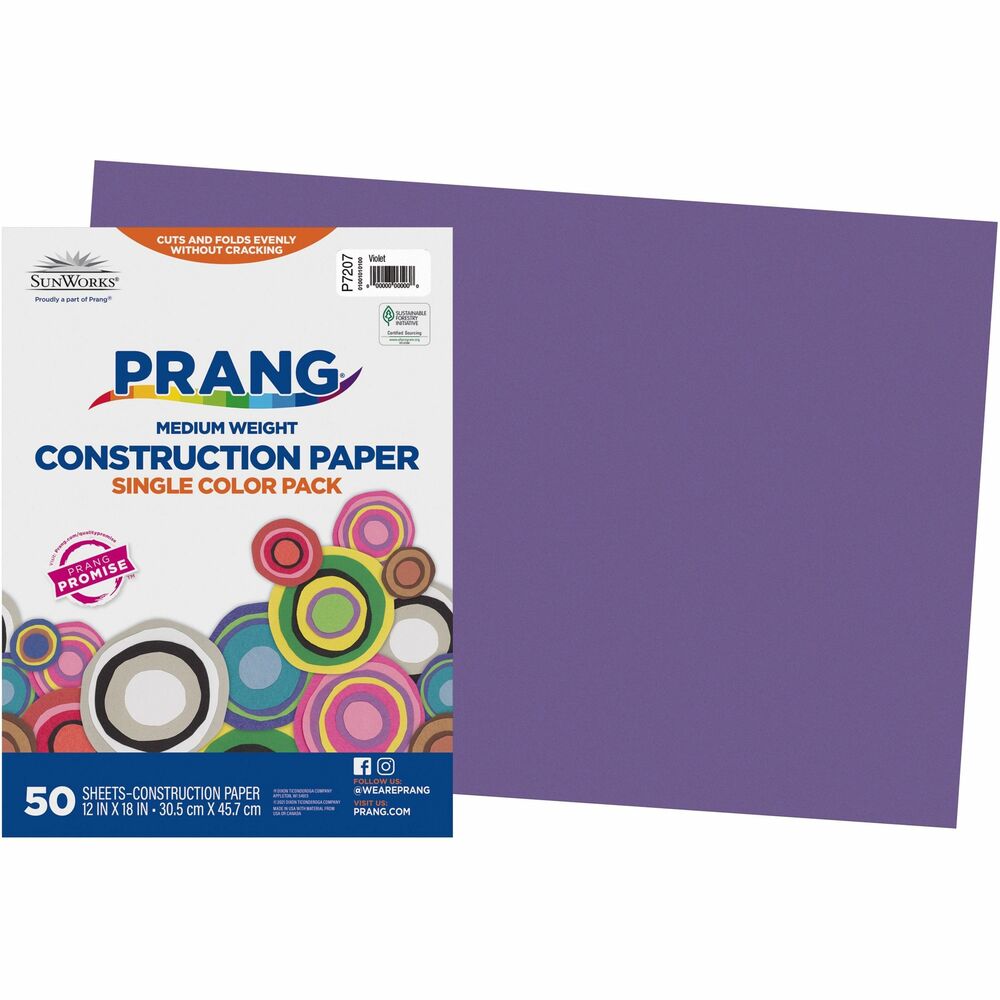 PAC7207 - Prang Medium-Weight Groundwood Construction Paper is the perfect solution for school projects and other arts and crafts. Recyclable paper has a bright, consistent color, is slightly textured and cuts and folds evenly without cracking. Since 1882, Prang has been seeking ways to ignite creativity by offering superior products that deliver unparalleled experience.